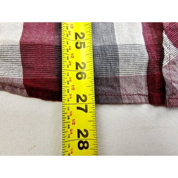 Salt Valley Size Small Mens Marron White Gray Check Pearl Snap Logo Cotton Shirt - Picture 9 of 11